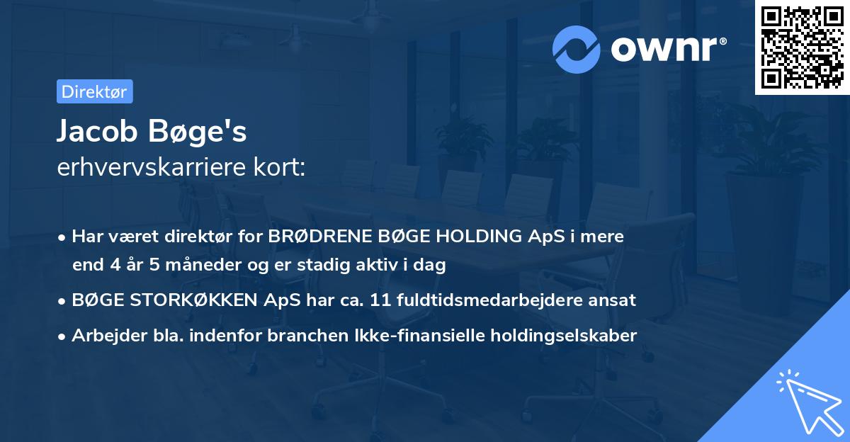 Jacob Bøge's erhvervskarriere kort