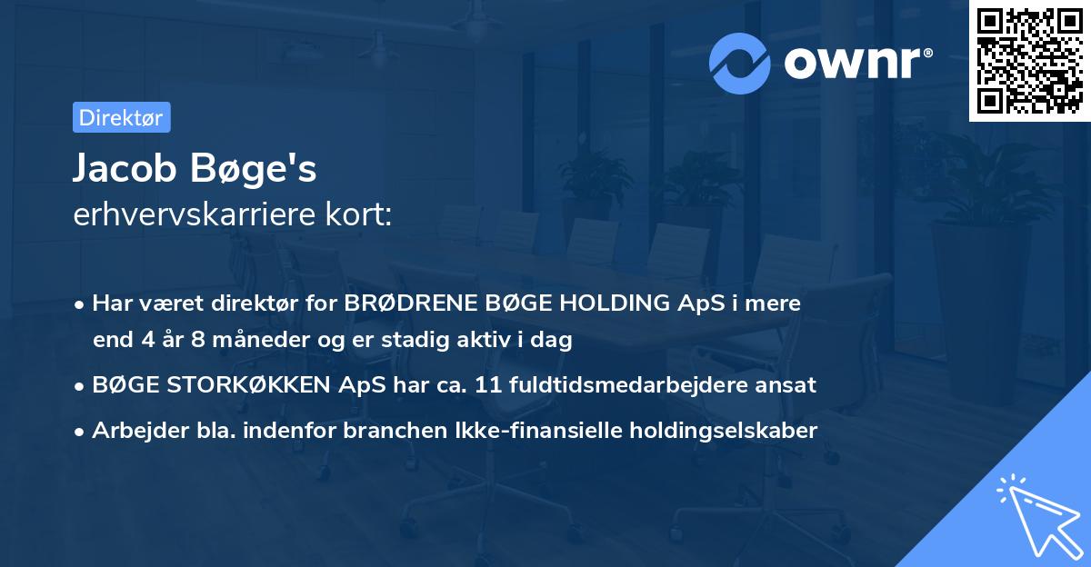 Jacob Bøge's erhvervskarriere kort