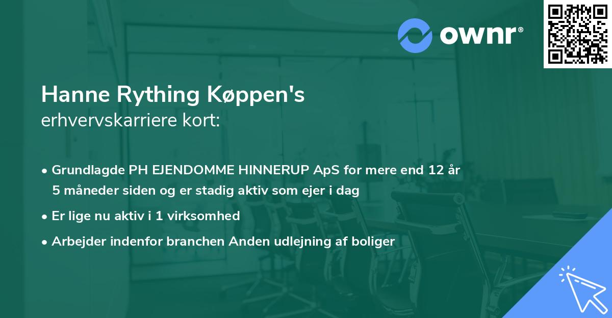 Hanne Rything Køppen's erhvervskarriere kort