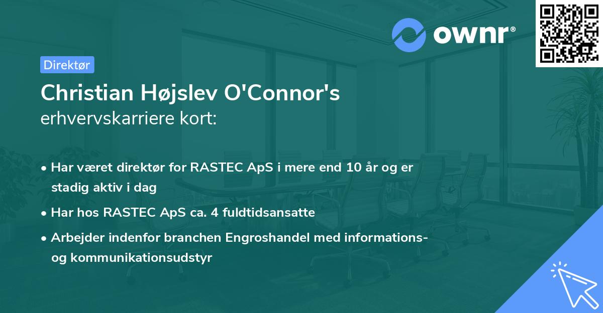 Christian Højslev O'Connor's erhvervskarriere kort
