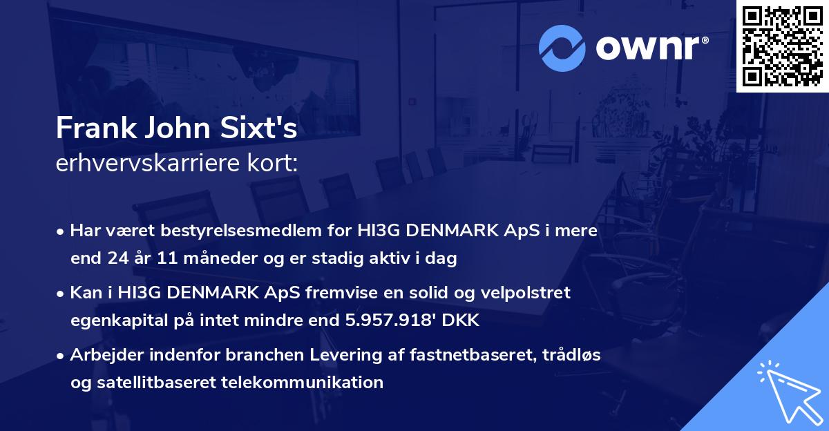 Frank John Sixt's erhvervskarriere kort