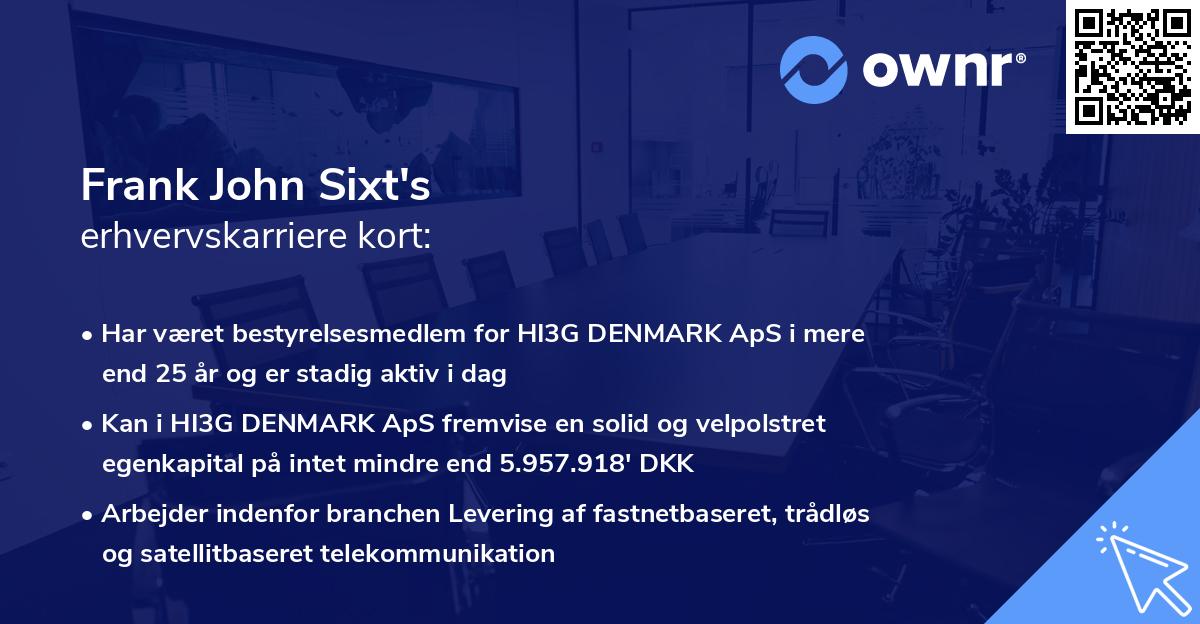 Frank John Sixt's erhvervskarriere kort