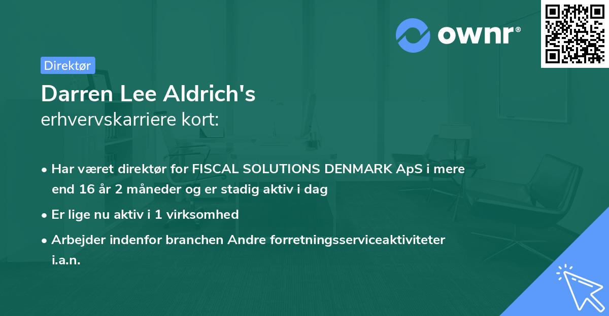 Darren Lee Aldrich's erhvervskarriere kort