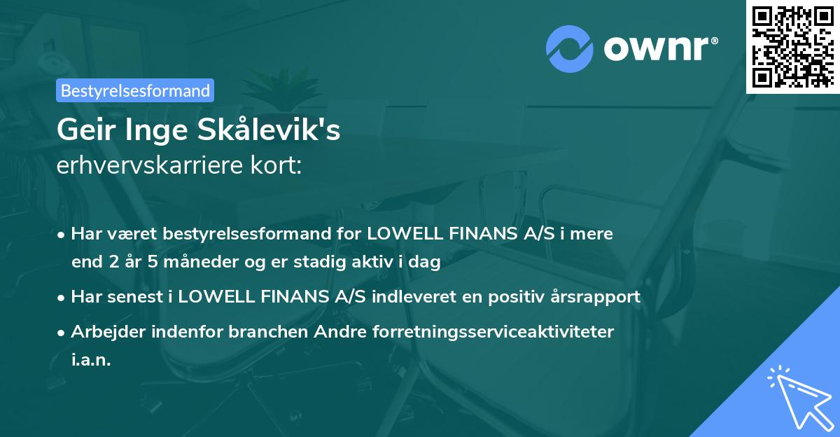 Geir Inge Skålevik's erhvervskarriere kort