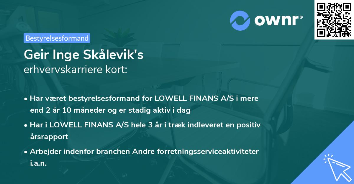 Geir Inge Skålevik's erhvervskarriere kort