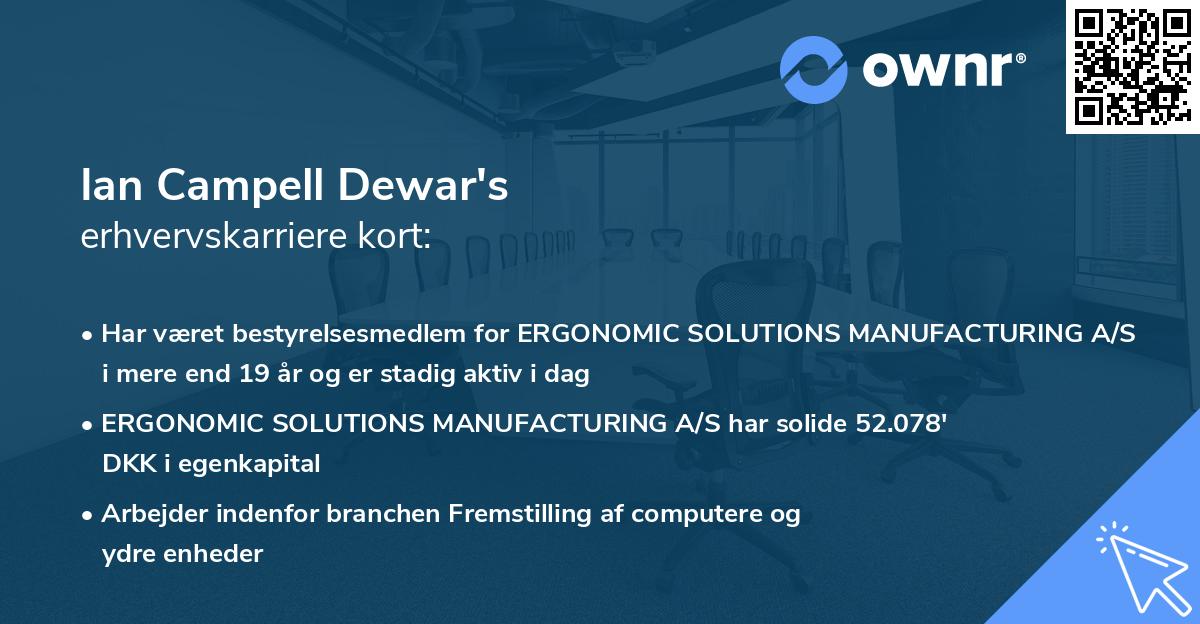 Ian Campell Dewar's erhvervskarriere kort