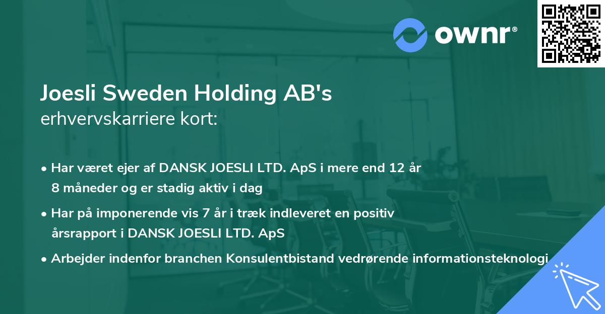 Joesli Sweden Holding AB's erhvervskarriere kort