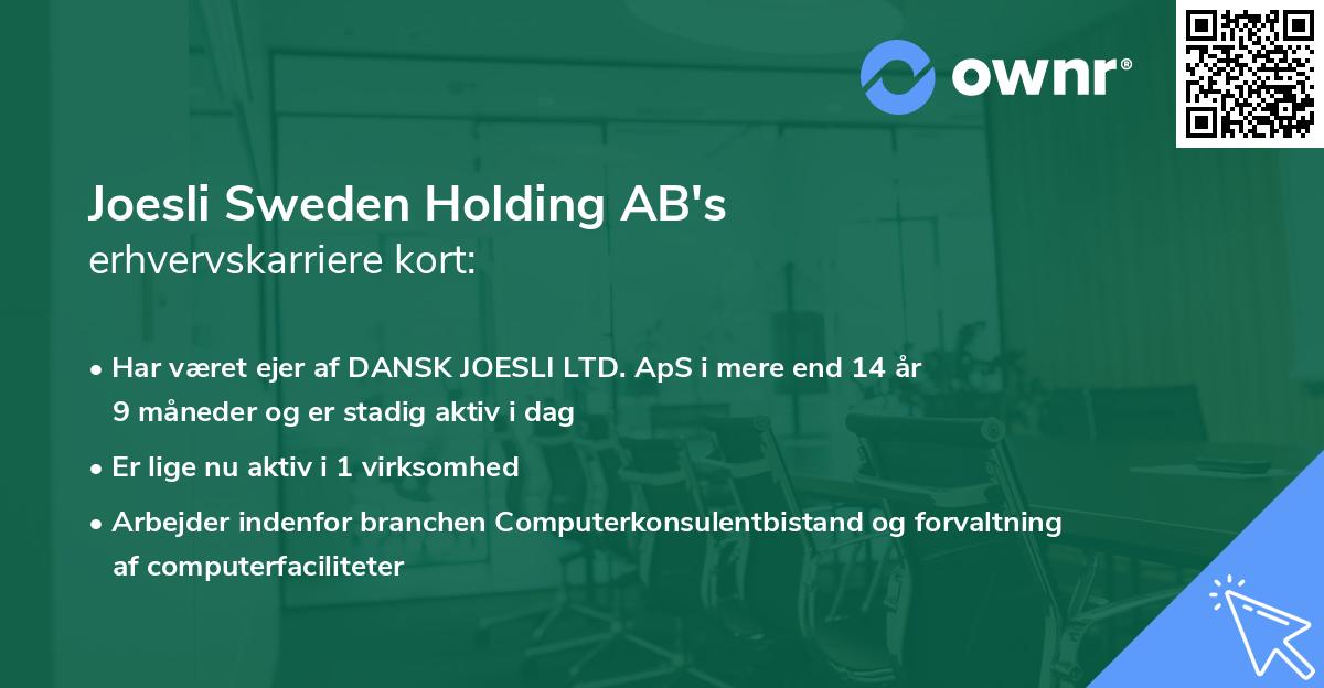 Joesli Sweden Holding AB's erhvervskarriere kort