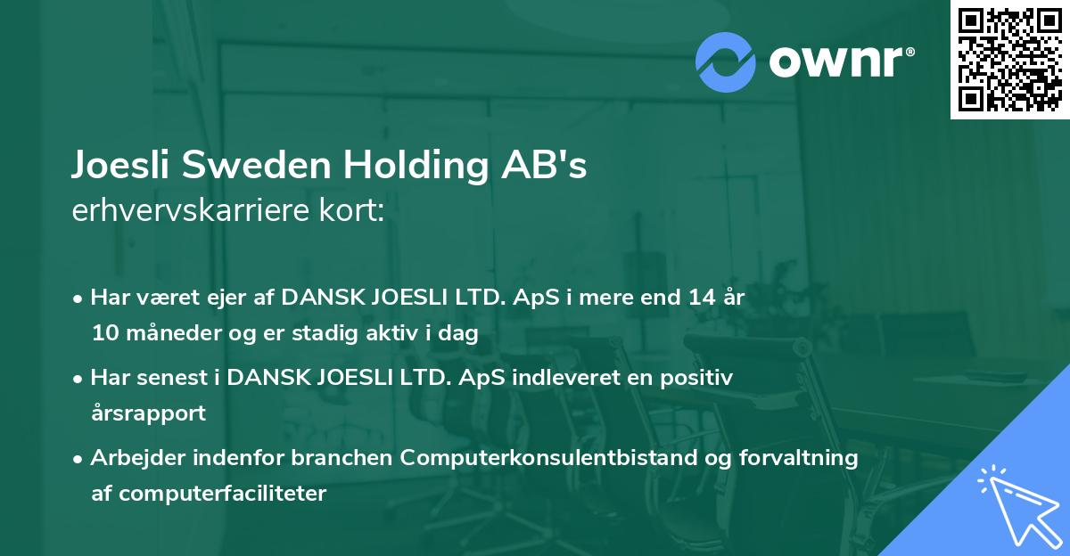 Joesli Sweden Holding AB's erhvervskarriere kort