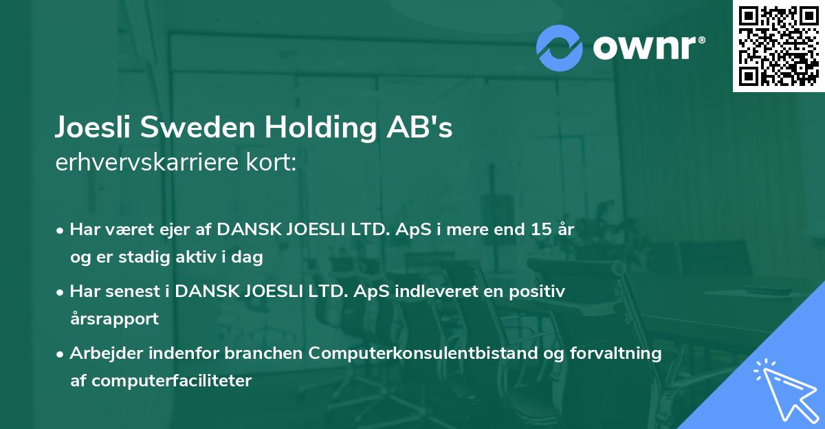 Joesli Sweden Holding AB's erhvervskarriere kort