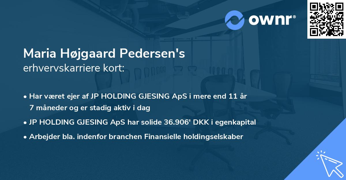 Maria Højgaard Pedersen's erhvervskarriere kort