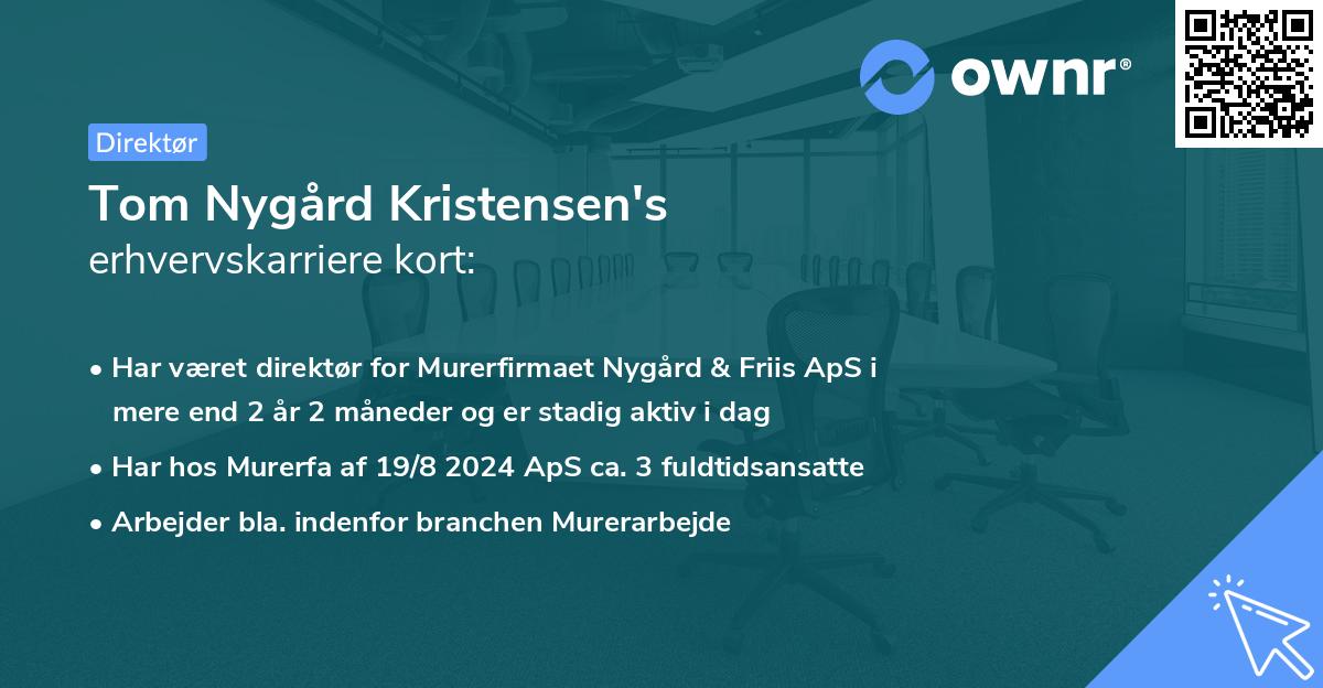 Tom Nygård Kristensen's erhvervskarriere kort