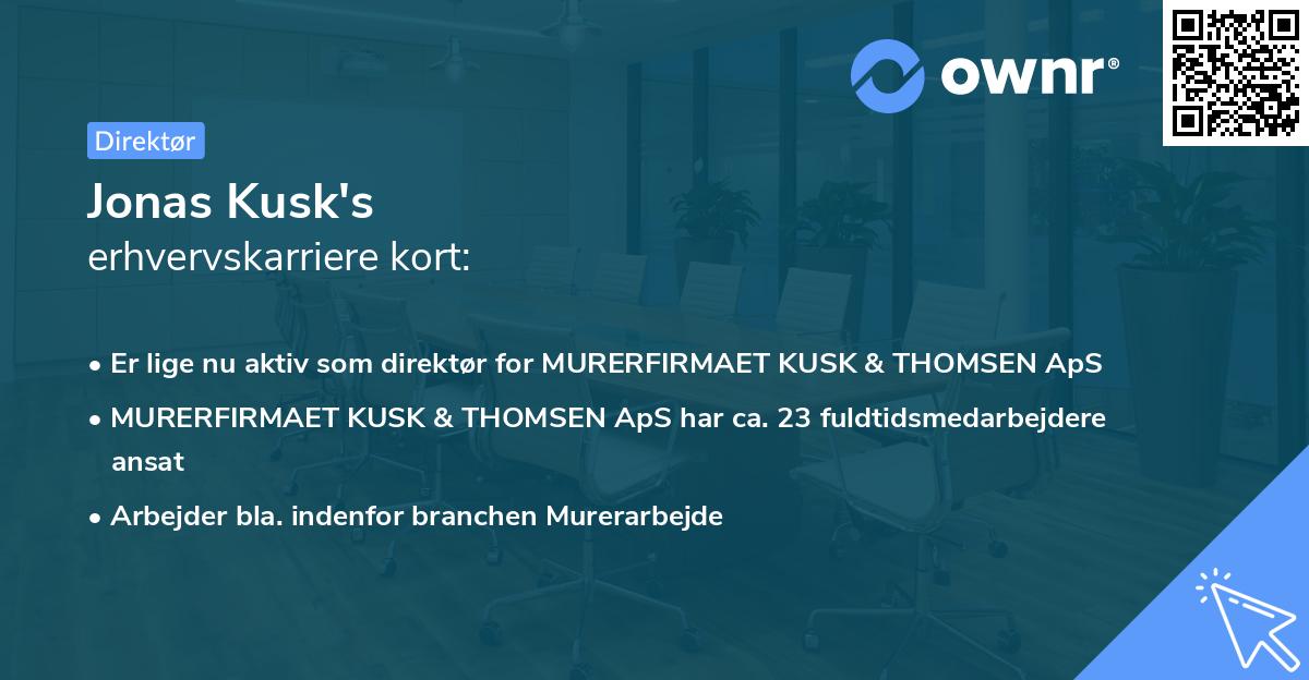Jonas Kusk's erhvervskarriere kort