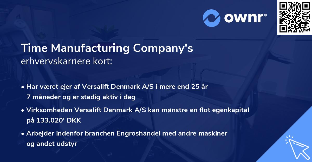 Time Manufacturing Company's erhvervskarriere kort