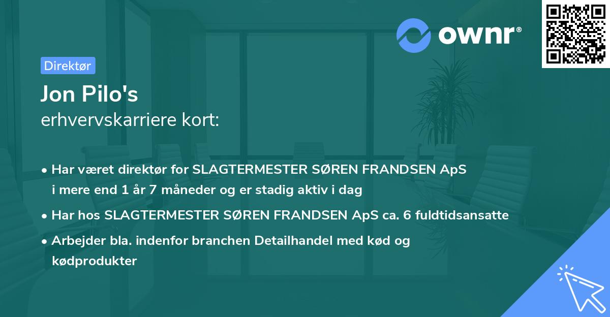 Jon Pilo's erhvervskarriere kort