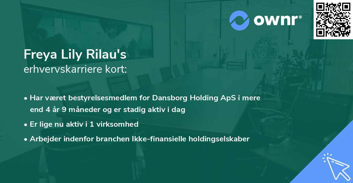 Freya Lily Rilau's erhvervskarriere kort