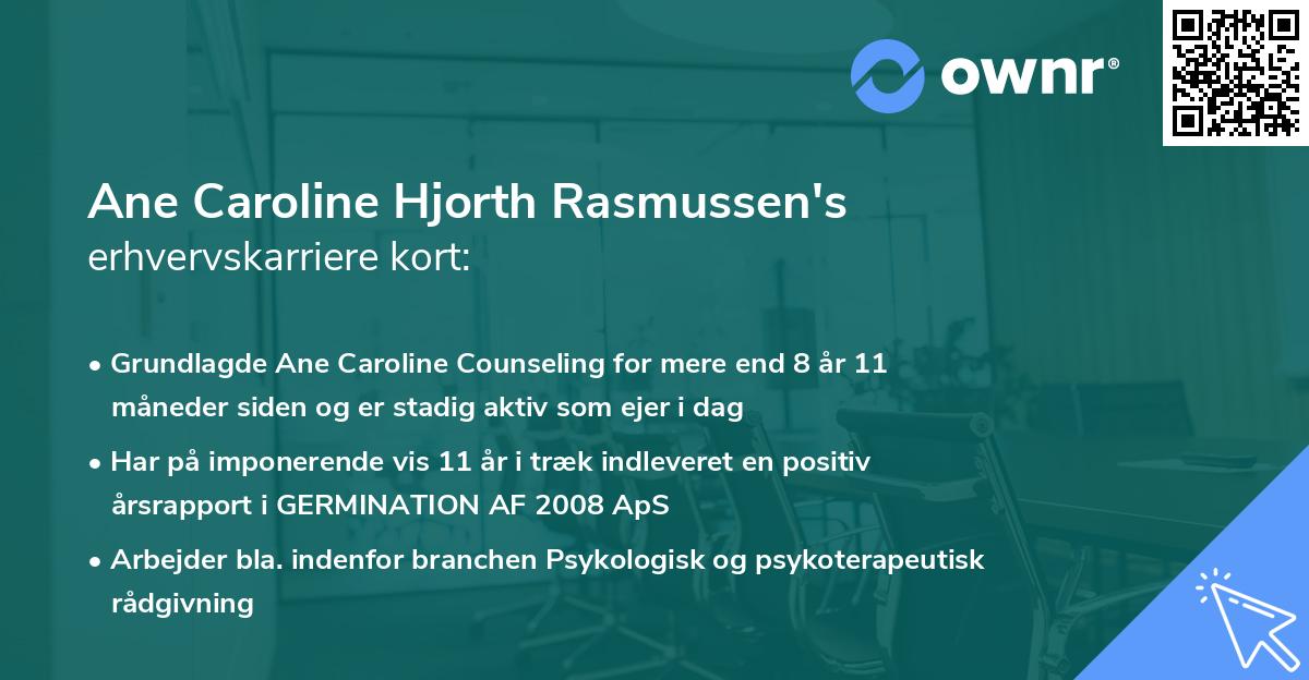 Ane Caroline Hjorth Rasmussen's erhvervskarriere kort