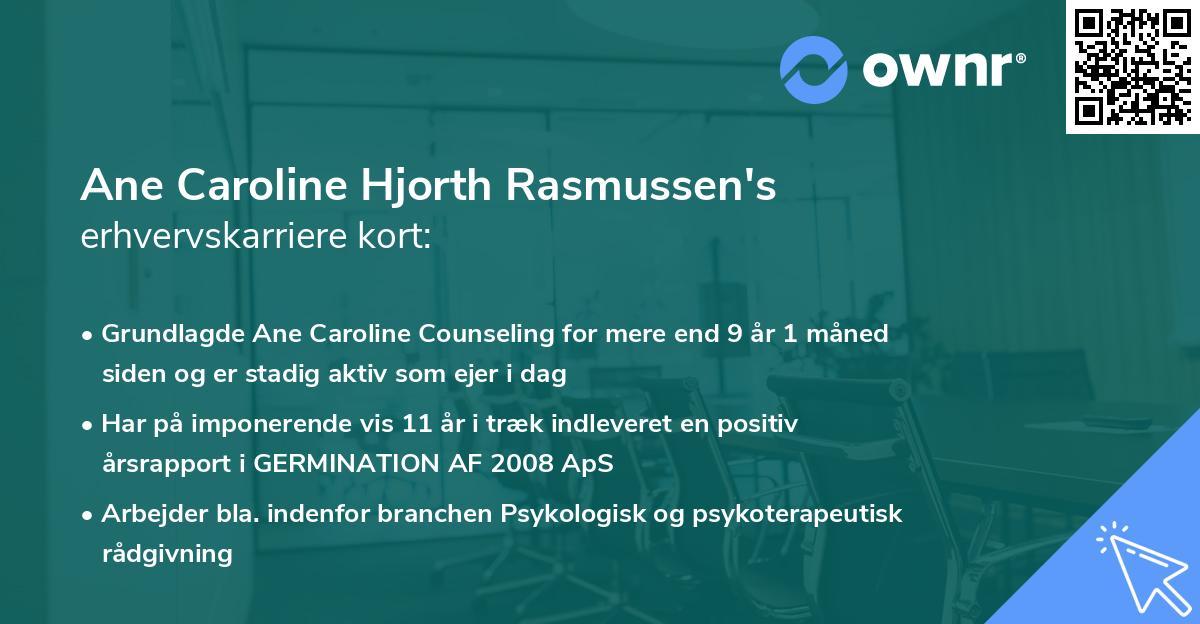 Ane Caroline Hjorth Rasmussen's erhvervskarriere kort