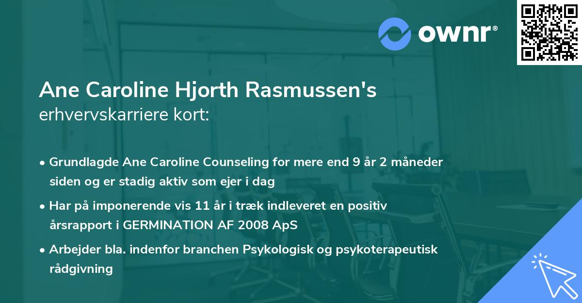 Ane Caroline Hjorth Rasmussen's erhvervskarriere kort