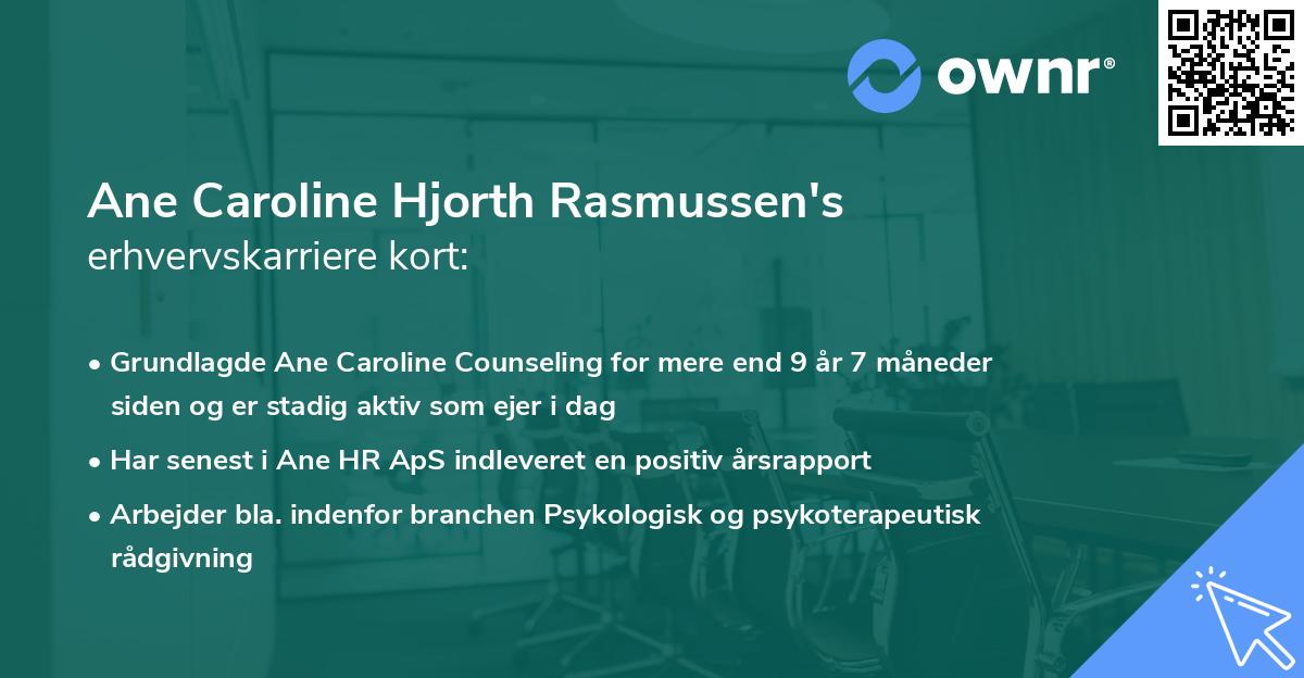 Ane Caroline Hjorth Rasmussen's erhvervskarriere kort