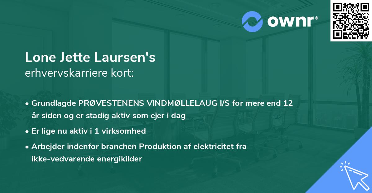 Lone Jette Laursen's erhvervskarriere kort
