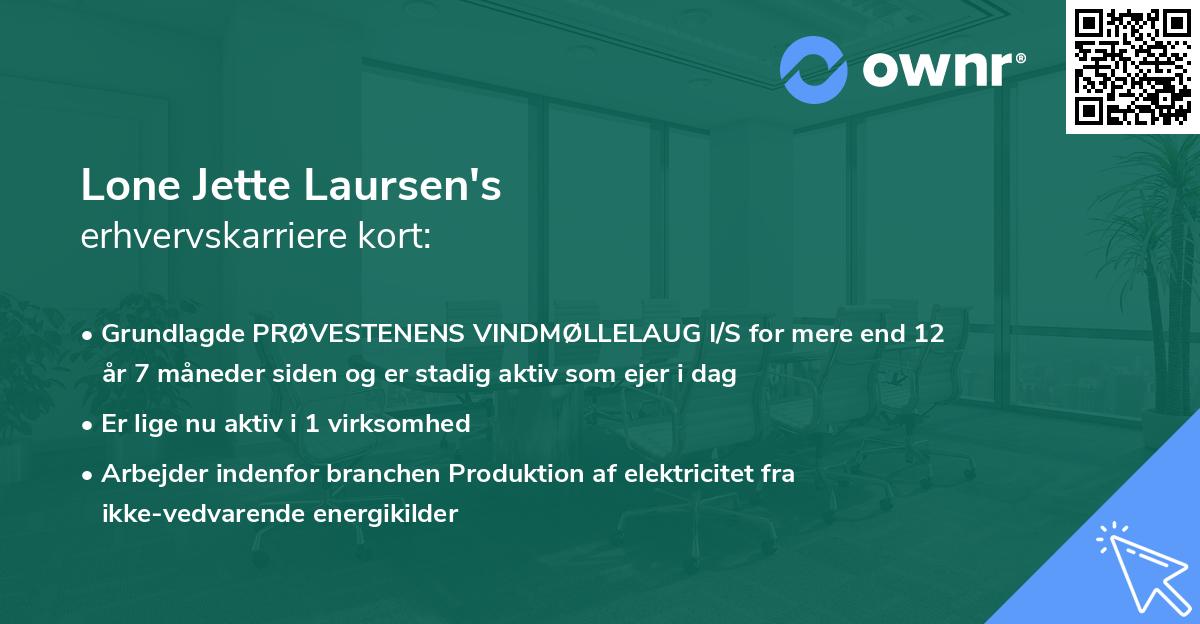 Lone Jette Laursen's erhvervskarriere kort