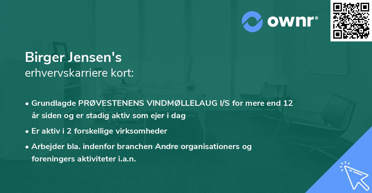 Birger Jensen's erhvervskarriere kort