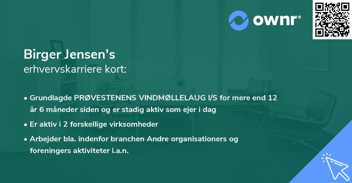 Birger Jensen's erhvervskarriere kort