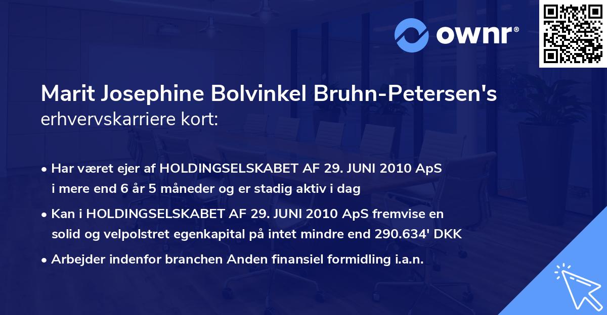 Marit Josephine Bolvinkel Bruhn-Petersen's erhvervskarriere kort