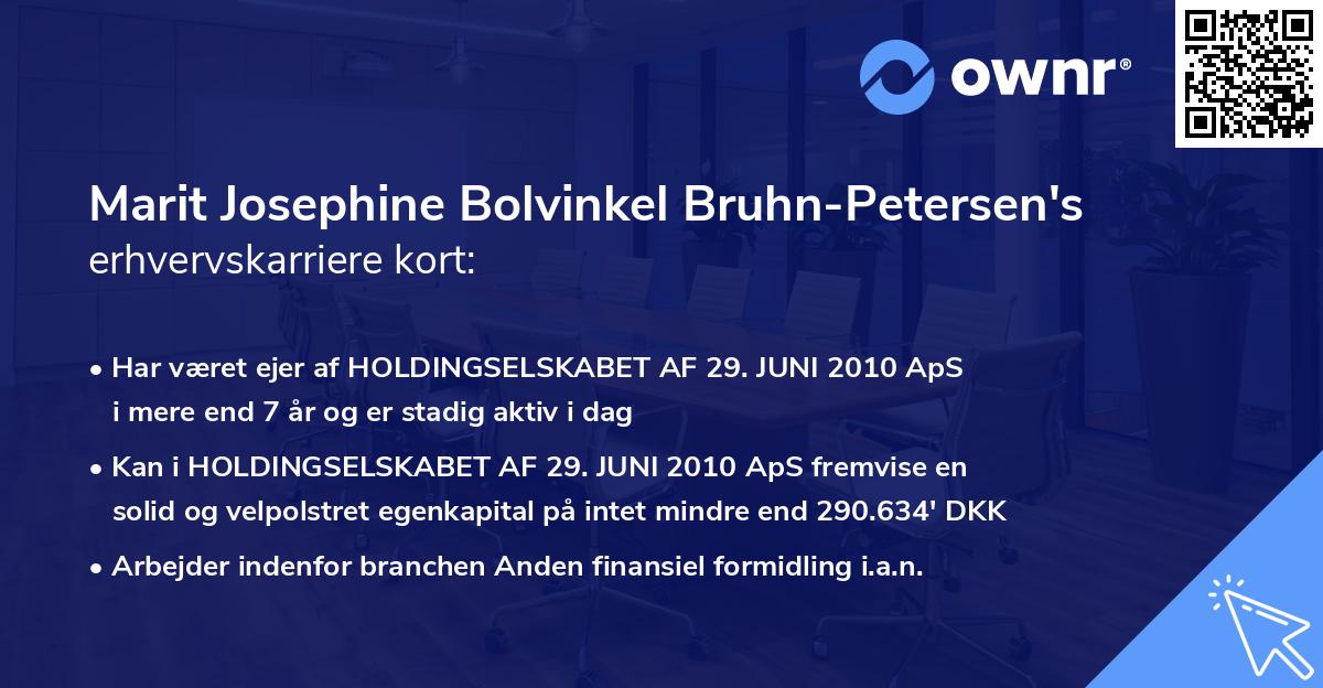 Marit Josephine Bolvinkel Bruhn-Petersen's erhvervskarriere kort