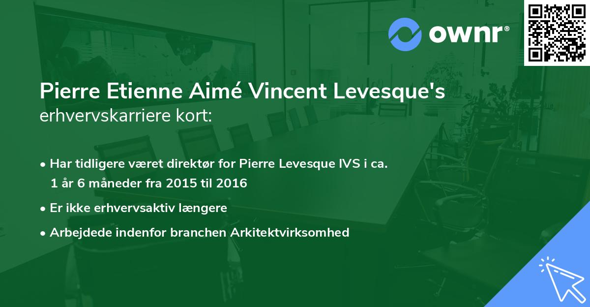 Pierre Etienne Aimé Vincent Levesque's erhvervskarriere kort