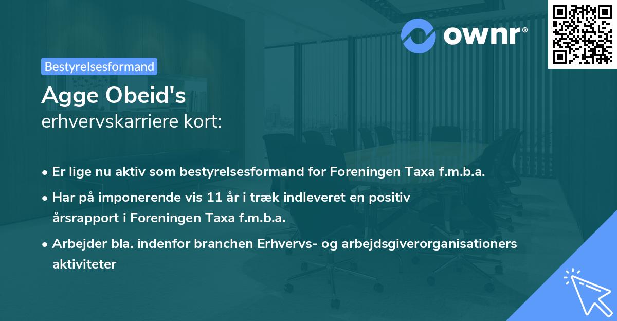 Agge Obeid's erhvervskarriere kort