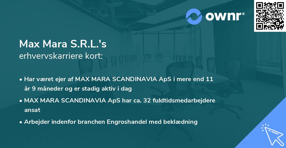 Max Mara S.R.L.'s erhvervskarriere kort