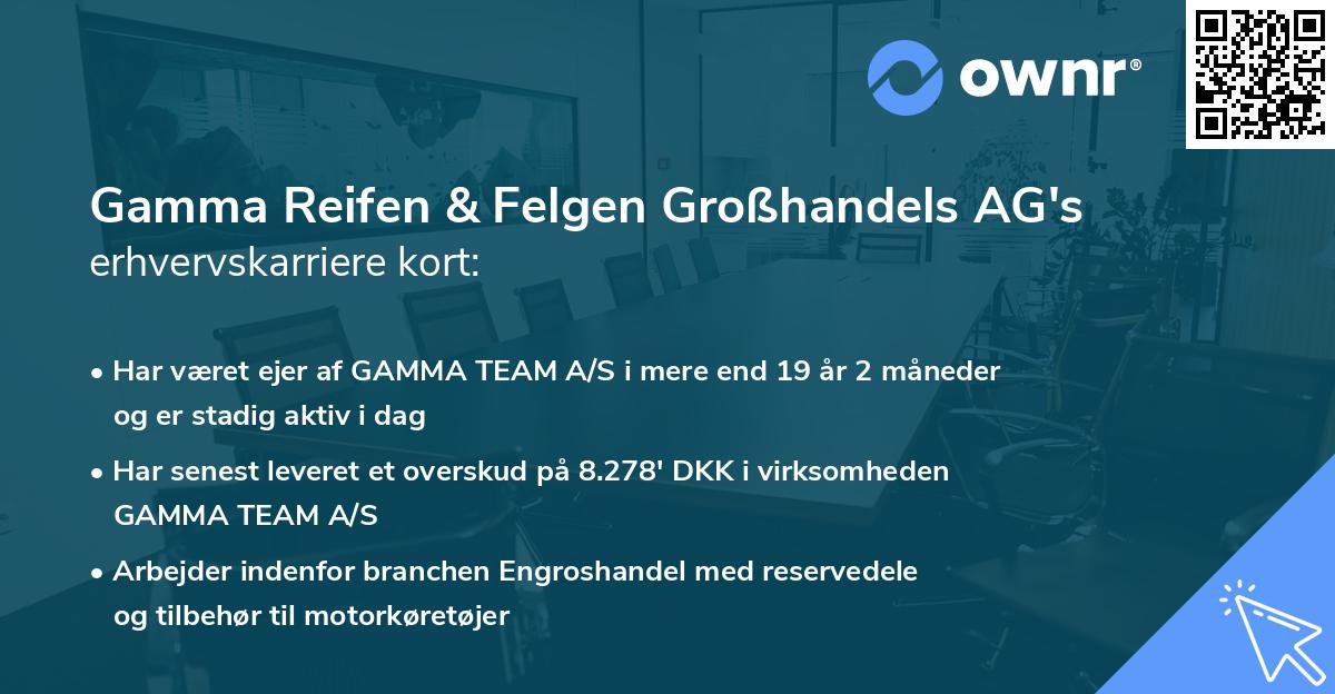 Gamma Reifen & Felgen Großhandels AG's erhvervskarriere kort