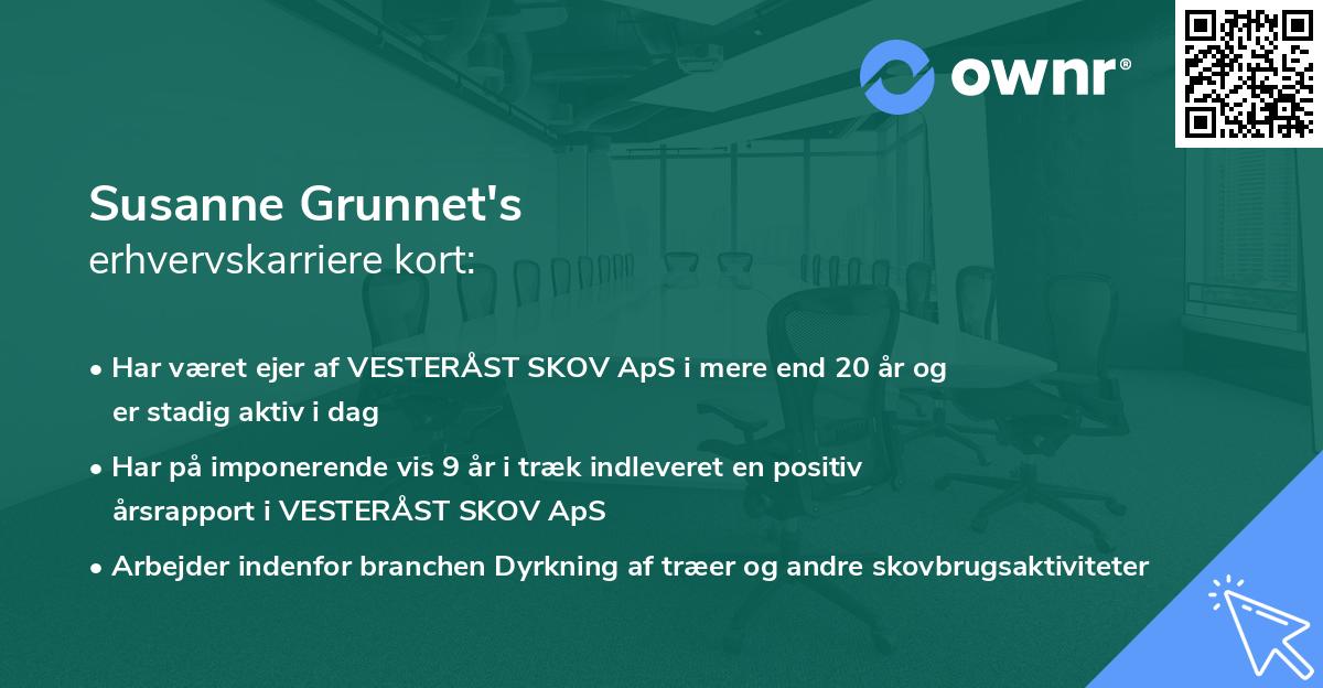 Susanne Grunnet's erhvervskarriere kort