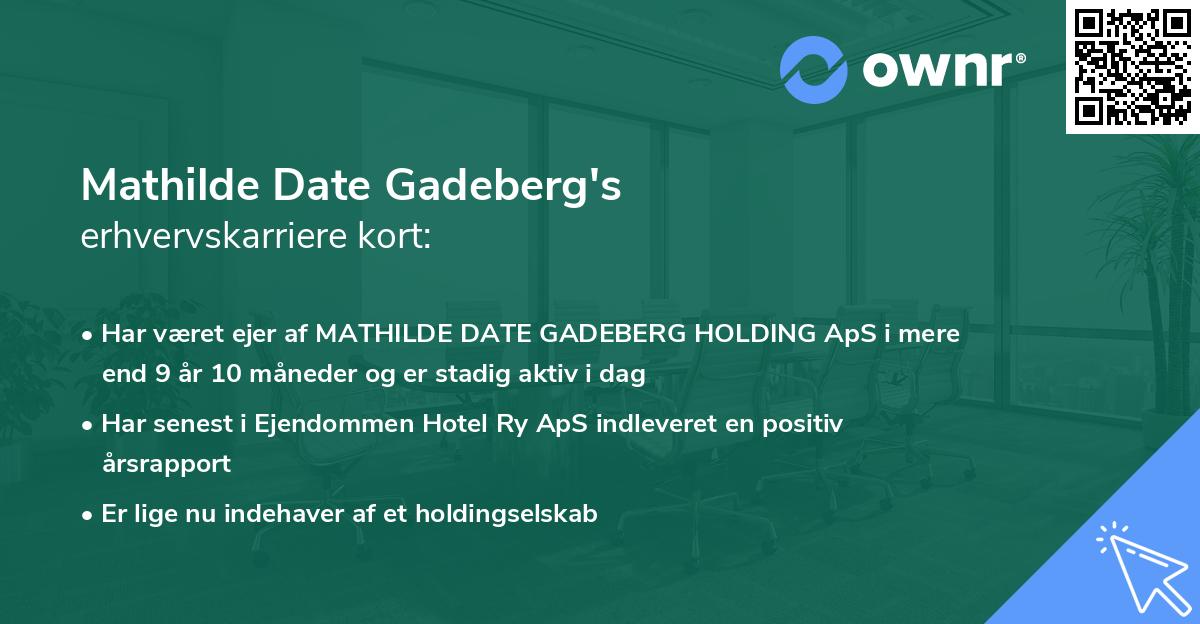 Mathilde Date Gadeberg's erhvervskarriere kort