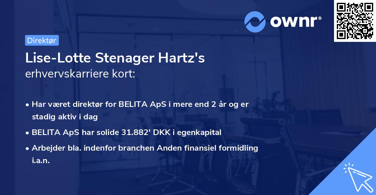 Lise-Lotte Stenager Hartz's erhvervskarriere kort