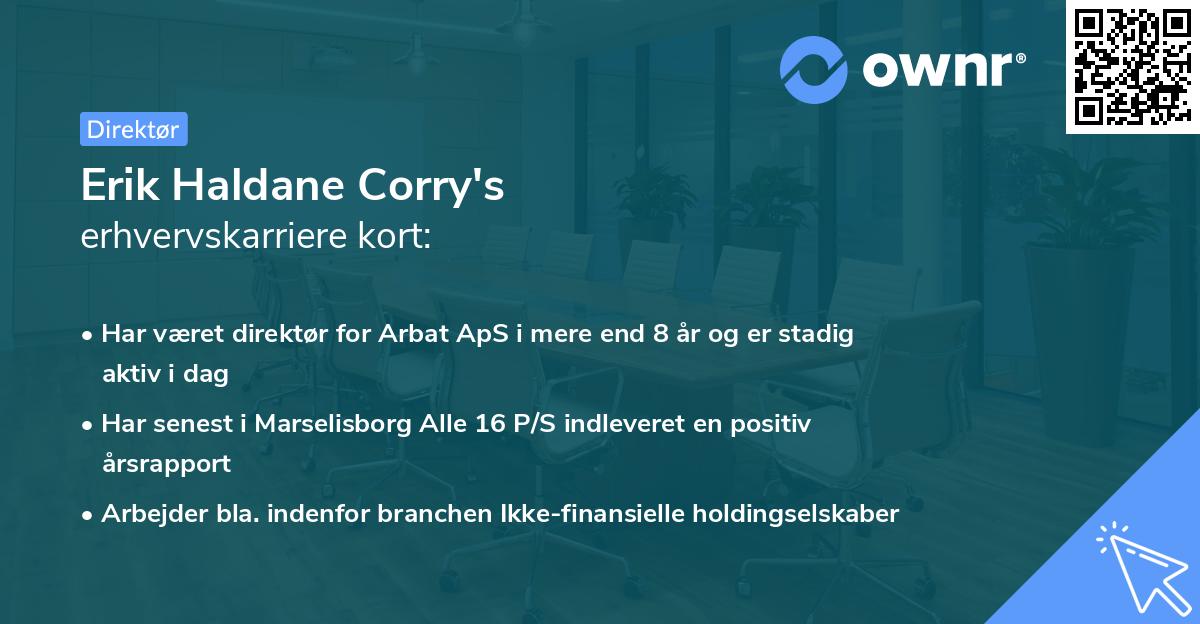 Erik Haldane Corry's erhvervskarriere kort