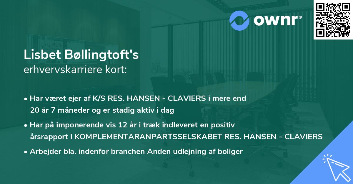 Lisbet Bøllingtoft's erhvervskarriere kort