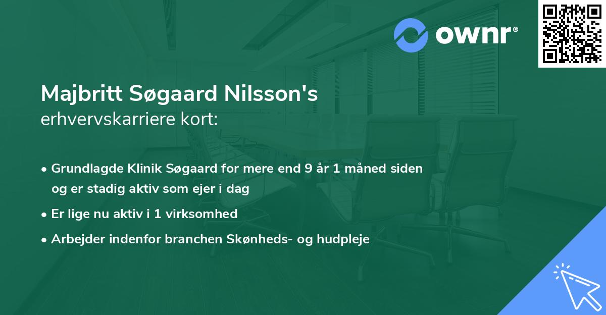 Majbritt Søgaard Nilsson's erhvervskarriere kort