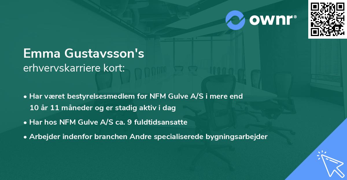 Emma Gustavsson's erhvervskarriere kort