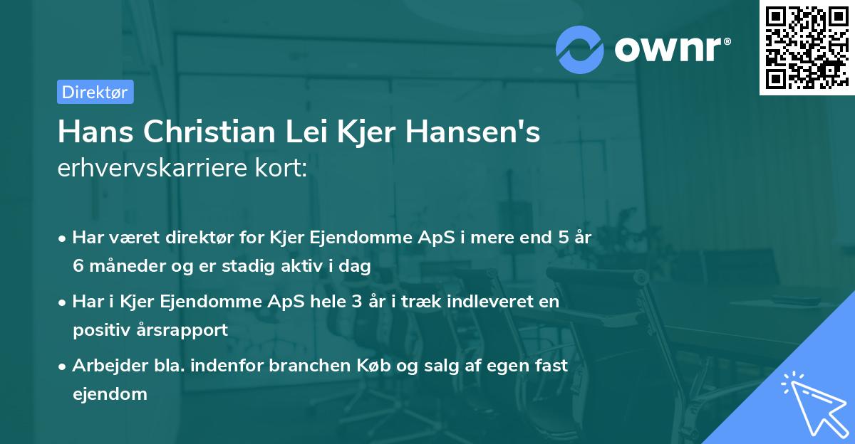 Hans Christian Lei Kjer Hansen's erhvervskarriere kort