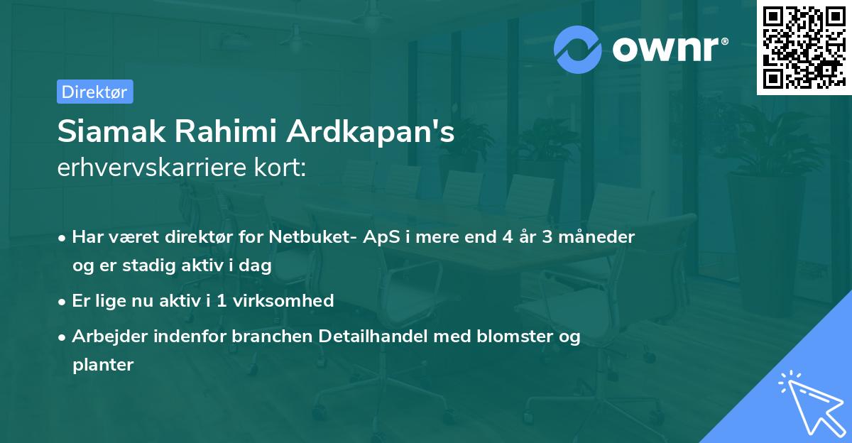 Siamak Rahimi Ardkapan's erhvervskarriere kort