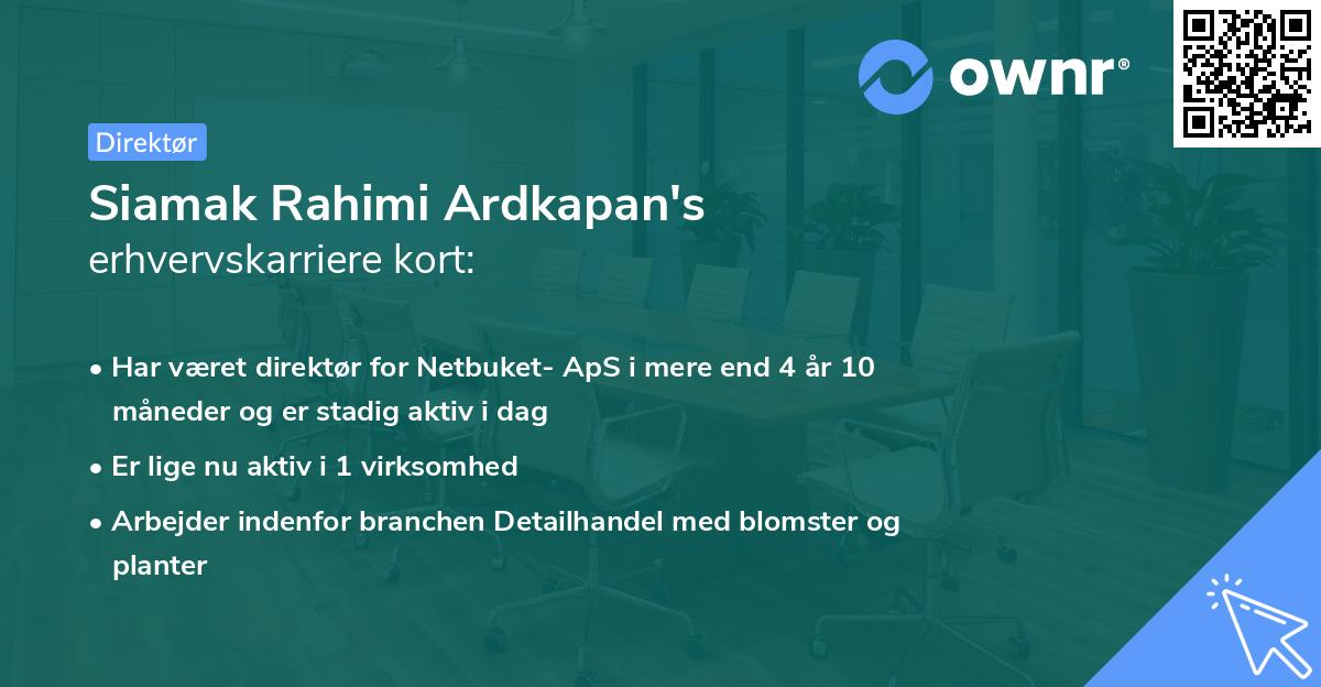 Siamak Rahimi Ardkapan's erhvervskarriere kort