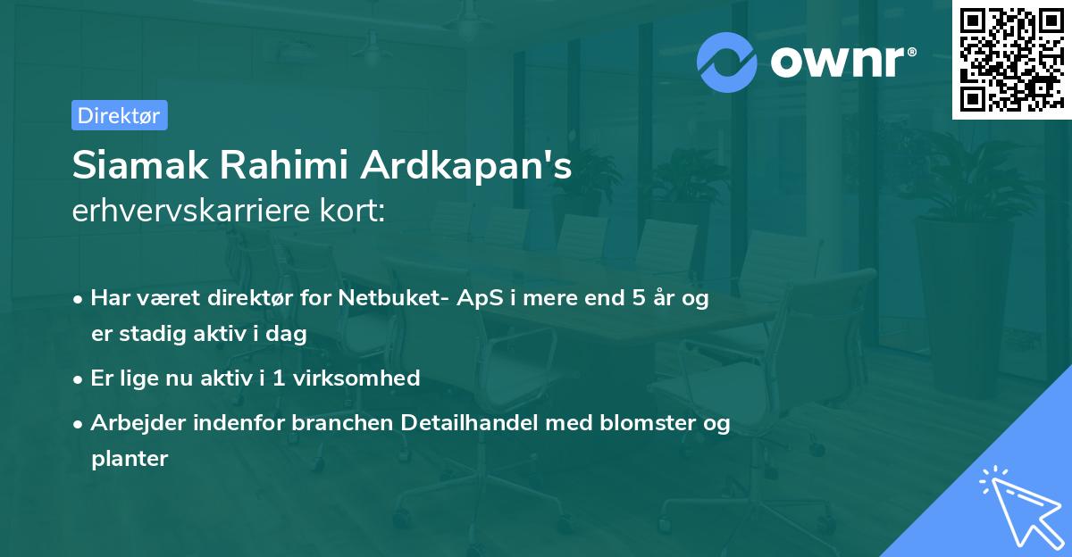 Siamak Rahimi Ardkapan's erhvervskarriere kort