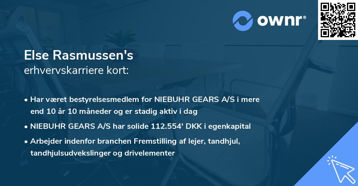 Else Rasmussen's erhvervskarriere kort