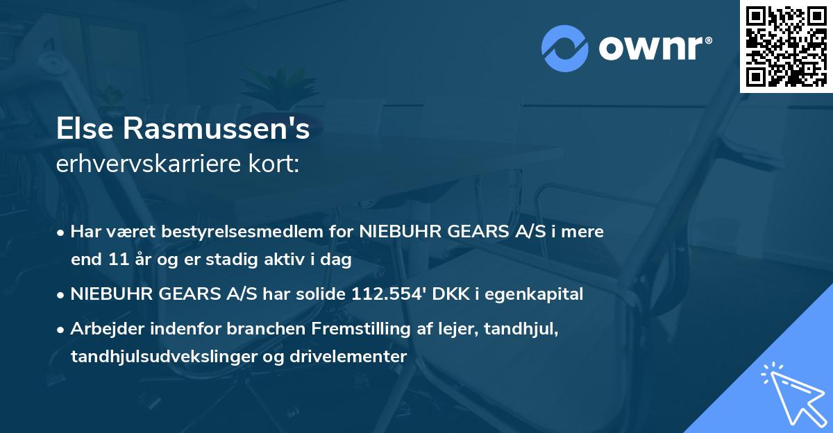 Else Rasmussen's erhvervskarriere kort