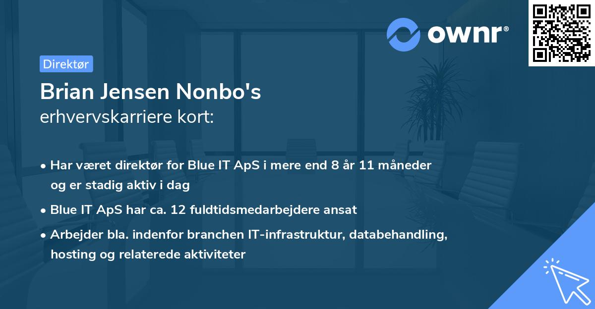 Brian Jensen Nonbo's erhvervskarriere kort