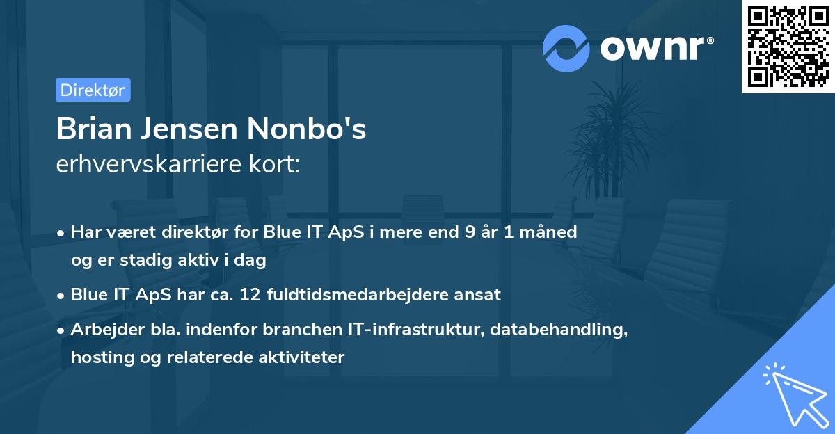 Brian Jensen Nonbo's erhvervskarriere kort