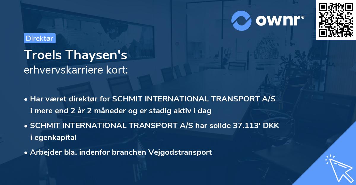 Troels Thaysen's erhvervskarriere kort